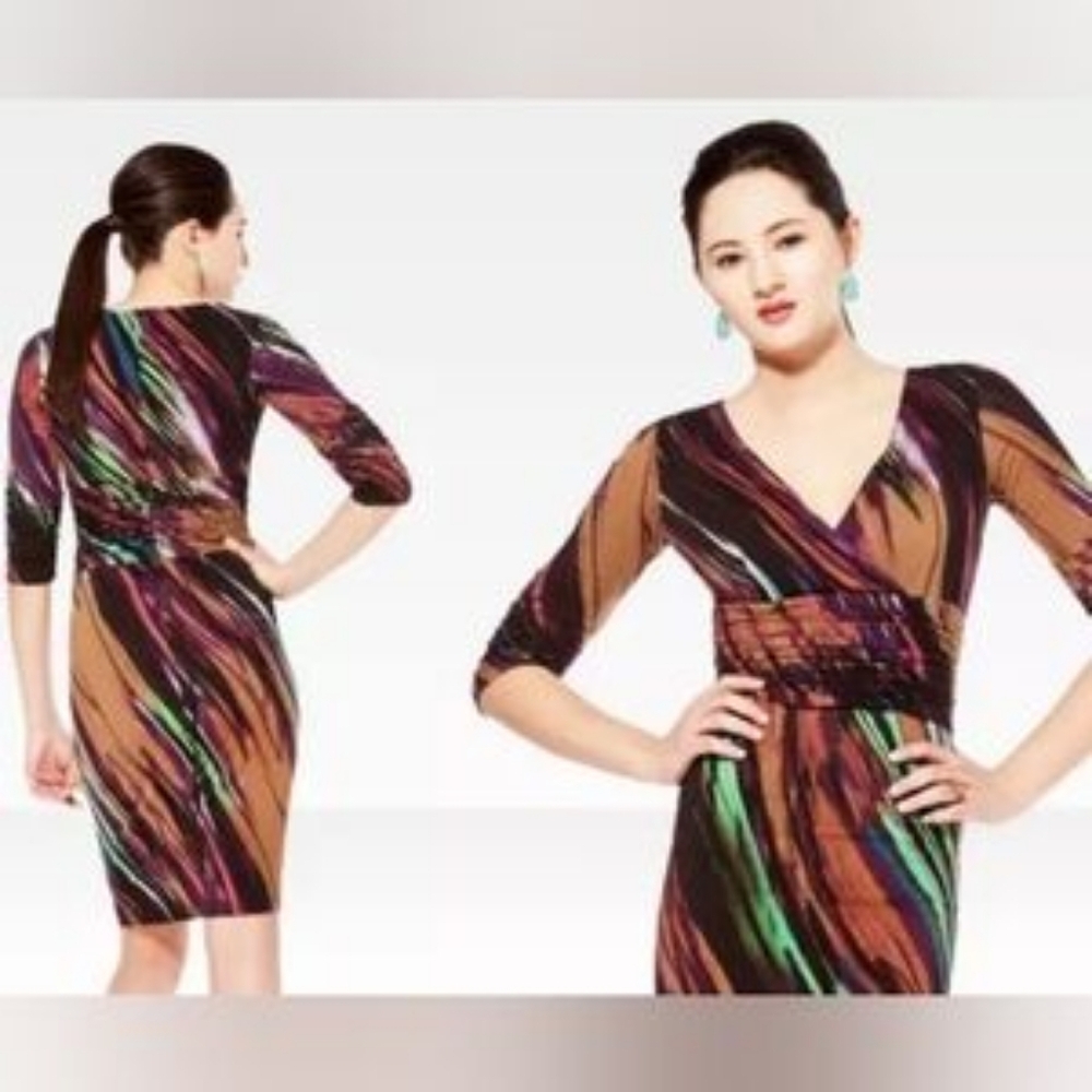 Nue by Shani Colorful Long Sleeve Dress